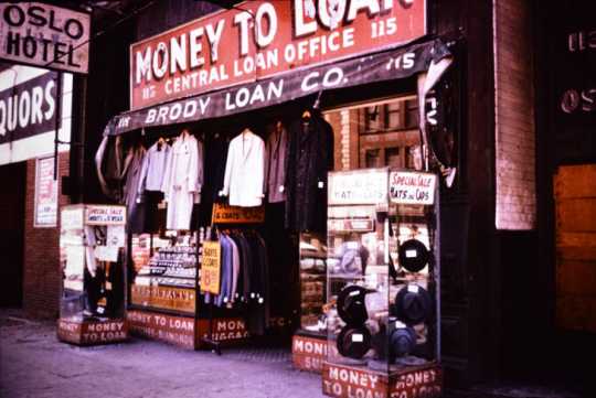 Brody Loan Company storefront, 1950s	