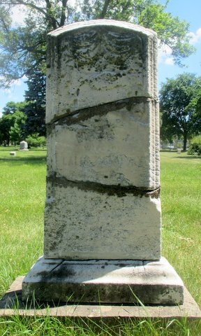 Color image of a repaired headstone at Pioneers and Soldiers Memorial Cemetery in Minneapolis, 2016. Photographed by Paul Nelson.