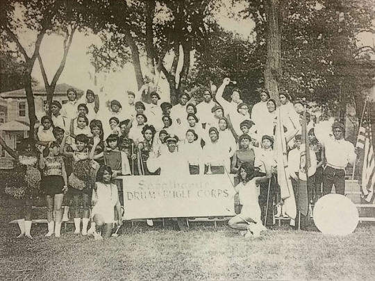 Color image of the Sabathanites Drum Corps, circa. 1960s. Photographed by Suluki Fardan.