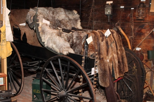 Color image of an exhibit from the Westbrook Heritage House Museum, housed in the old Westbrook Depot.