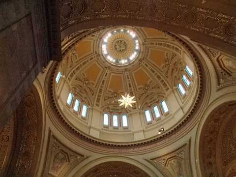 Color image of an interior view of the dome of the St. Paul Cathedral. Photographed by Paul Nelson on July 10, 2014.