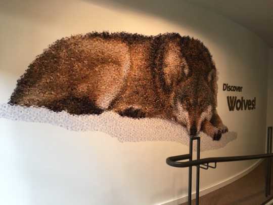 Mosaic at entrance to wolf exhibit