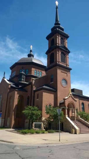 Color image of the exterior of St. Mary’s Orthodox Cathedral in Minneapolis. Photographed by Paul Nelson on June 10, 2014.