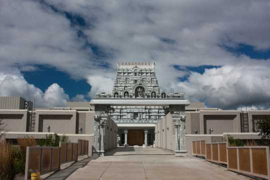 Color image of the Hindu Temple of Minnesota in Maple Grove. Photographed by Flickr user Paul Weimer on September 4, 2011.