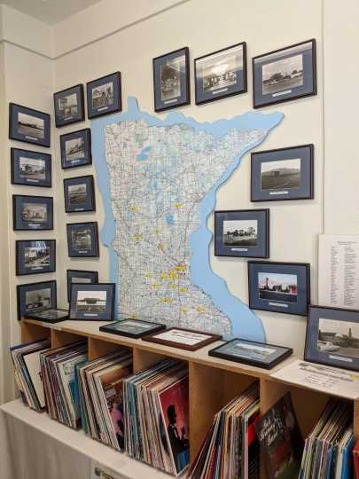 Minnesota ballrooms display with map and historic photos