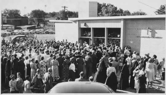 photograph of crowd at school dedication