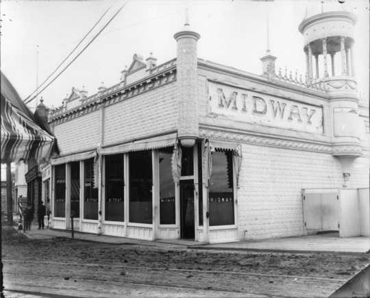 Photograph of John Haas’s Midway saloon, Moorhead, ca. 1890s.