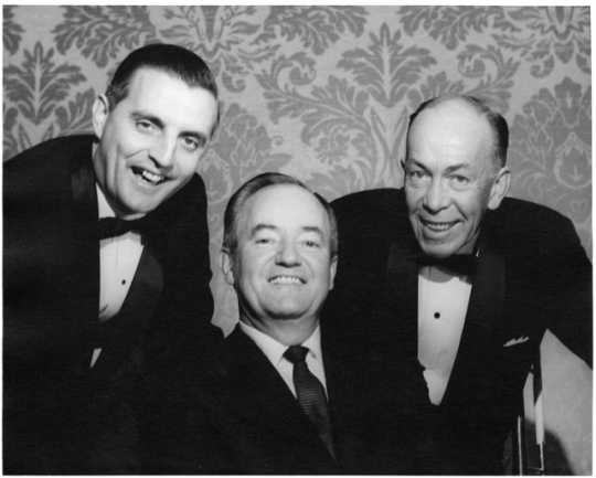 Photograph of Walter Mondale and Karl Rolvaag with Hubert Humphrey