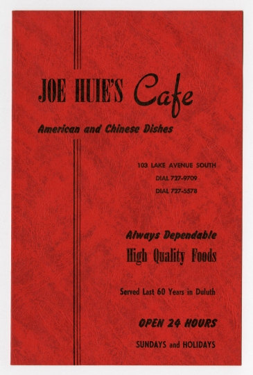 Joe Huie’s Café menu