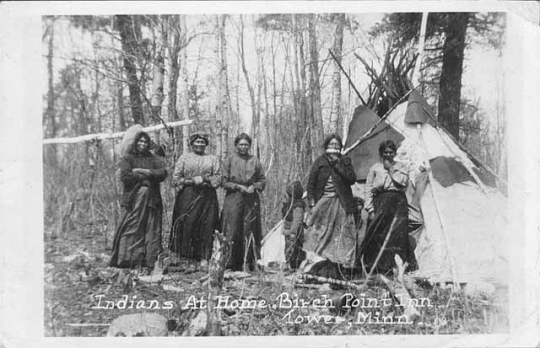Ojibwe people at their home, near Tower