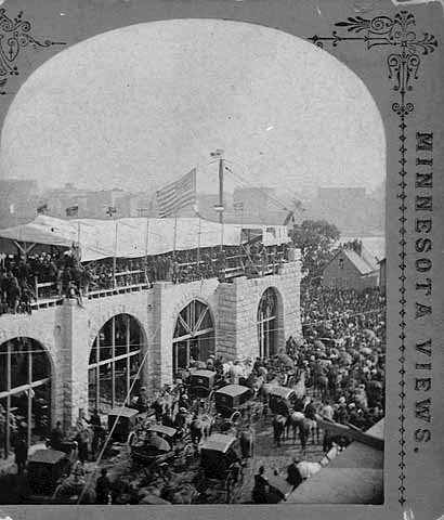 Laying the cornerstone of the Exposition Building, Minneapolis