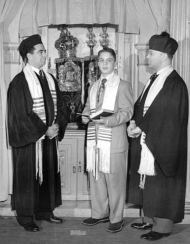 Photograph taken at the bar mitzvah of Leland Fleisher at Adath Jeshurun Synagogue in Minneapolis.