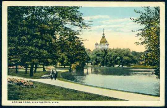 Loring Park with a view of St. Mary's Basilica, Minneapolis