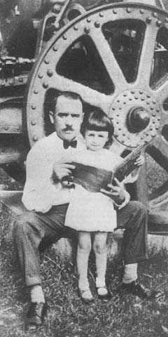 Black and white photograph of John T. Bernard and his daughter, Marie, c.1930s.