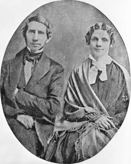 Black and white photograph of Reverend Stephen Riggs and his wife, Mary Riggs, c.1860.