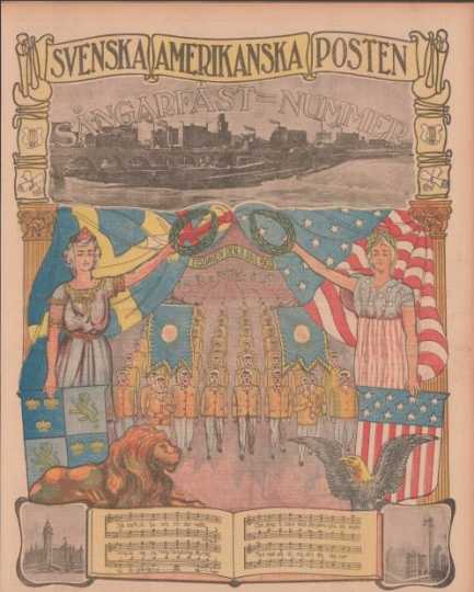 A color page of Svenska Amerikanska Posten from the “Sångarfäst=Nummer” edition from July 21, 1903. 