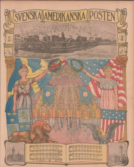 A color page of Svenska Amerikanska Posten from the “Sångarfäst=Nummer” edition from July 21, 1903. 