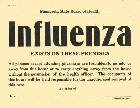 Influenza quarantine sign