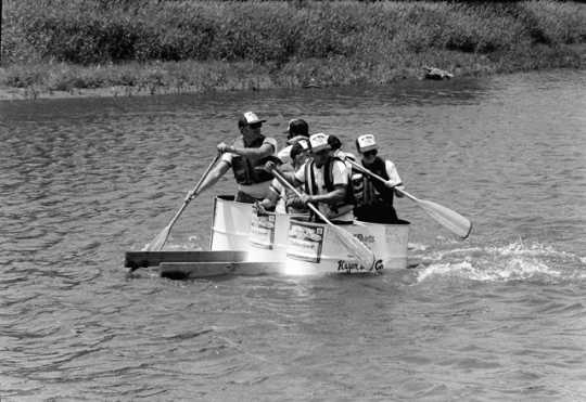 Beer-can regatta at Riverfest 1988