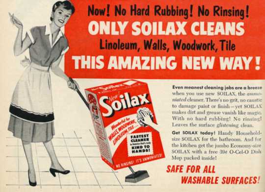 Color scan of a Soilax advertisement, 1953.