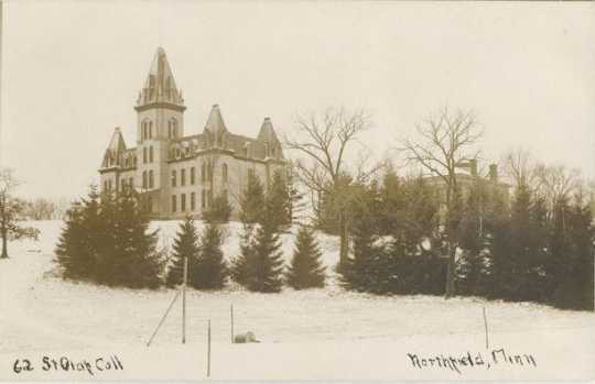 St. Olaf College campus winter panorama
