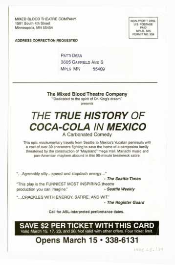 Handbill for “The True Story of Coca Cola in Mexico”