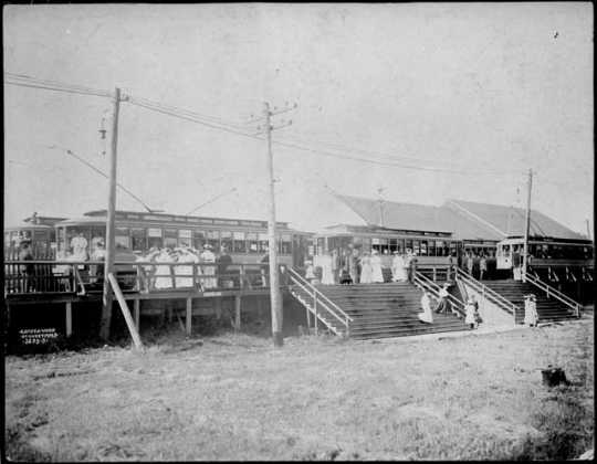 Streetcar station, Wildwood Amusement Park, c.1915.